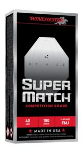 Winchester Ammunition Super Match® 40 S&W FMJ-Flat Nose Handgun Ammo Super Match 40 S&W 180GR FMJ-FN 50/BOX