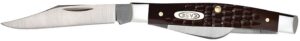 Case 00106 Stockman Medium 2.42"/1.58"/1.57" Folding Clip/Sheepsfoot/Pen Plain as-Ground Tru-Sharp SS Blade, Brown Jigged Synthetic Handle