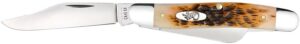 Case 00128 Stockman Medium 2.92"/2.15"/1.90" Folding Clip/Sheepsfoot/Spey Plain Mirror Polished Tru-Sharp SS Blade/Peach Seed Jigged Amber Bone Handle