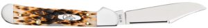 Case 00133 CopperLock Mini 2.72" Folding Clip Point Plain Mirror Polished Tru-Sharp SS Blade/Peach Seed Jigged Amber Bone Handle