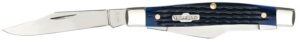 Case 02806 Stockman Medium 2.42"/1.58"/1.57" Folding Clip/Sheepsfoot/Pen Plain Mirror Polished Tru-Sharp SS Blade/Rogers Corn Cob Jigged Blue Bone