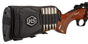 Hunters Specialties 01620 Buttstock Shell Holder with Pouch Holds 5 Cartridges Black Polyester