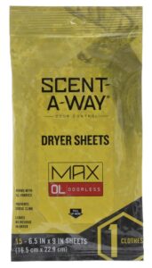 Hunters Specialties 07707 Scent-A-Way Max Dryer Sheets Odorless 15 Pack