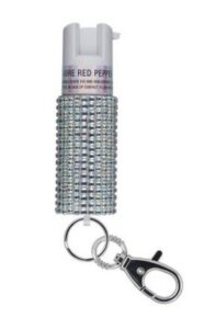 Sabre Jeweled Pepper Spray with Key Ring Silver