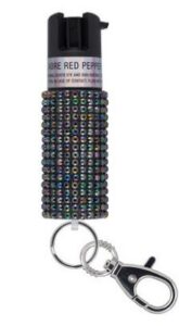 Sabre Jeweled Pepper Spray with Key Ring Black