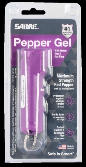 Sabre F15PRUSG02 Flip Top Pepper Gel OC Pepper Effective Distance 10 Ft .53 Oz Purple Includes Key Ring - Image 2