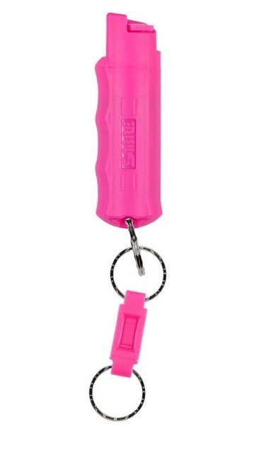 Sabre 3-In-1 Key Chain Pepper Spray Pink Hardcase with Quick Release Key Ring
