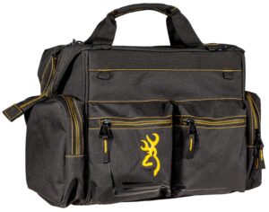 Browning 121095899 Black & Gold Shooter's Bag Black with Buck Mark Logo Ripstop Polyester