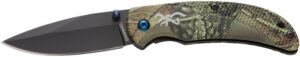 Browning 3220344 Prism 3 EDC Folding 2.38" Plain Black Oxide 7Cr17MoV SS Blade, Camo with Brass Accents & Logo Anodized Aluminum Handle, Includes