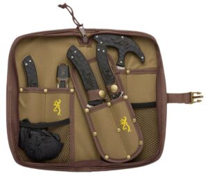 Browning 3220422B Primal Combo Fixed Bone Saw/Caper/Gut Tool/Sharpening Tool/Skinner 8Cr13MoV SS Blade, Black Polymer with Rubber Overmold Handle, 6