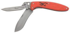 Browning 3220462 Primal Scalpel 2 2.75" Folding Drop Point/Scalpel Plain Blaze Orange 8Cr13MoV SS Blade, Blaze Orange Polymer with Rubber Overmold