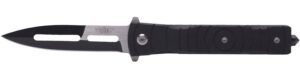Uzi Accessories UZKFDR014 Mossad III 3.50" Folding Spear Point Plain Black/Silver Stainless Steel Blade Black G10 Handle Features Glass Breaker
