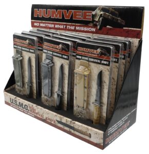 Humvee Adventure Gear HMVDBUSMC Humvee Combat Knife Display 3.5" USMC Combat Knife Display