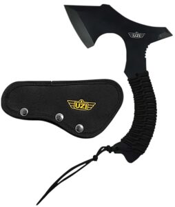 Uzi Accessories UZKAXE5 Throwing Axe 7" Plain Stainless Steel Blade, Black Paracord Wrapped Stainless Steel Handle 12.20" OAL