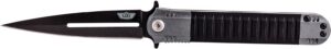 Uzi Accessories UZKFDR009 Covert 3.50" Folding Spear Point Plain Black Stainless Steel Blade Black/Gray Aluminum Handle Includes Metal Clip