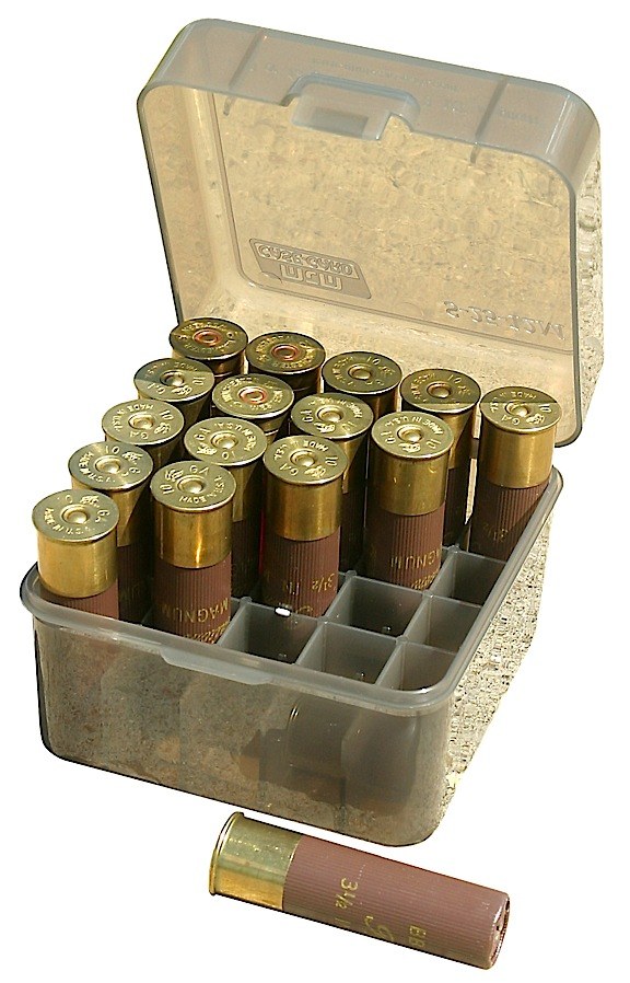 MTM Case-Gard S2512M41 Shotshell Box Flip-Top Multi Gauge Shotgun Clear Smoke Polypropylene 25-Round