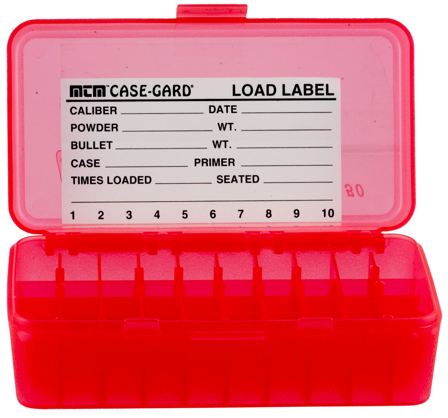 MTM Case-Gard P504429 Ammo Box Flip-Top Multi Caliber Clear Red Polypropylene 50-Round
