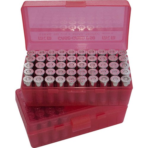 MTM Case-Gard P504429 Ammo Box Flip-Top Multi Caliber Clear Red Polypropylene 50-Round - Image 2