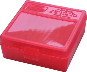 MTM Case-Gard P100329 Ammo Box Flip-Top Multi Caliber Clear Red Polypropylene 100-Round