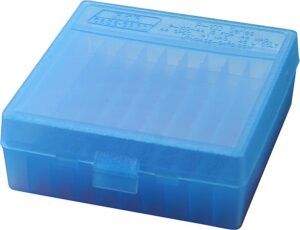 MTM Ammo Box 100 Round Flip Top 41/44/45LC Clear BLUEP-100-44-24 ( 24 per Case )