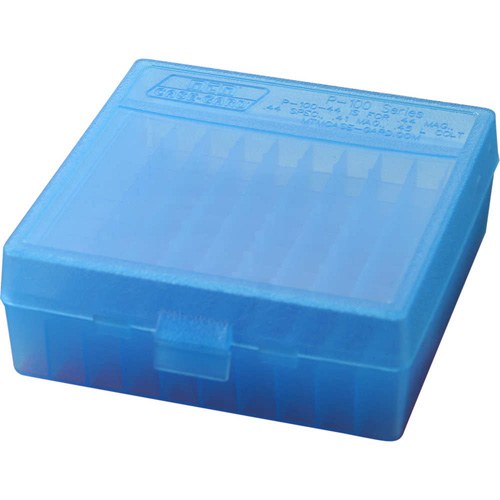 MTM Ammo Box 100 Round Flip Top 41/44/45LC Clear BLUEP-100-44-24 ( 24 per Case ) - Image 2