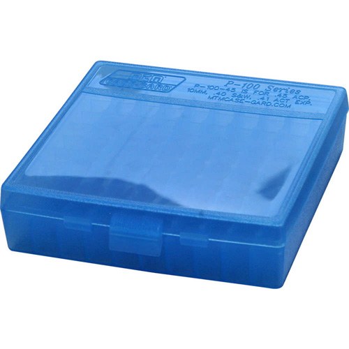 MTM Case-Gard P1004524 Case-Gard P-100 Multi-Caliber Handgun Clear Blue Polypropylene 100-Round - Image 2