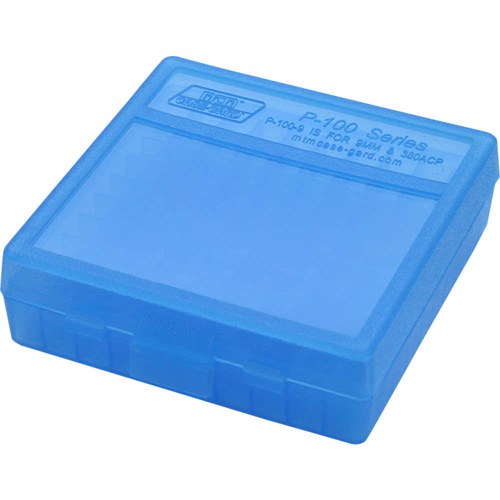 MTM Case-Gard P100924 Ammo Box Flip-Top Multi Caliber Handgun Clear Blue Polypropylene 100-Round - Image 2
