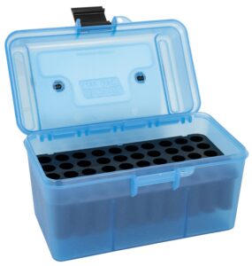MTM Case-Gard H50RM24 Deluxe Ammo Box Rifle Clear Blue Polypropylene 50-Round