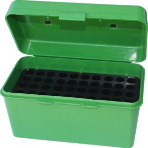 MTM Case-Gard H50RS10 Deluxe Ammo Box Round Handle Multi Caliber Rifle Green Polypropylene 50-Round