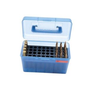 MTM Case Gard Deluxe with Handle Box Cartridg 204 RUGER/223 50-Round Clear Blue ( 12 per Case )
