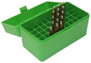 MTM Case-Gard RM5010 Ammo Box Flip-Top 308Win/220Swift/243Win Green Polypropylene 50-Round