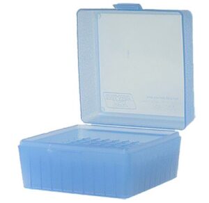 MTM Case-Gard RS10024 Ammo Box Flip-Top Multi Caliber Clear Blue Polypropylene 100-Round