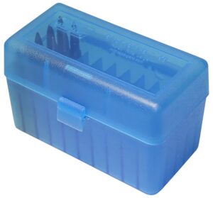 MTM Case-Gard RSS5024 Ammo Box Flip-Top 6mm PPC/7mm Clear Blue Polypropylene 50-Round