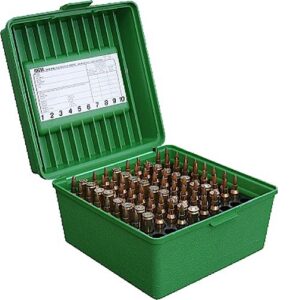 MTM Flip-Top with Handle Case Ctg 22-250/458 100-Round Green (R-100-10) ( 12 per Case )
