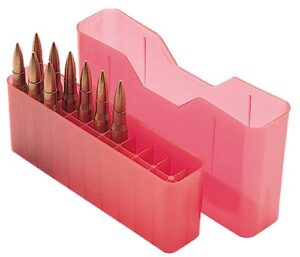 MTM Case-Gard J20XS29 Slip-Top Ammo Box Multi-Caliber Clear Red Polypropylene 20-Round
