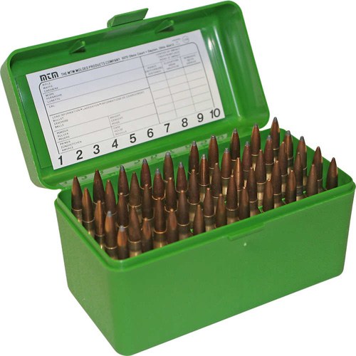 MTM Case Gard Flip-Top Box Cartridge 375 Rem Ultra 50-Round Green ( 24 per Case ) - Image 2