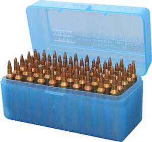 MTM Case-Gard RLLD5024 Case-Gard R-50 Multi-Caliber Rifle Clear Blue Polypropylene 50-Round