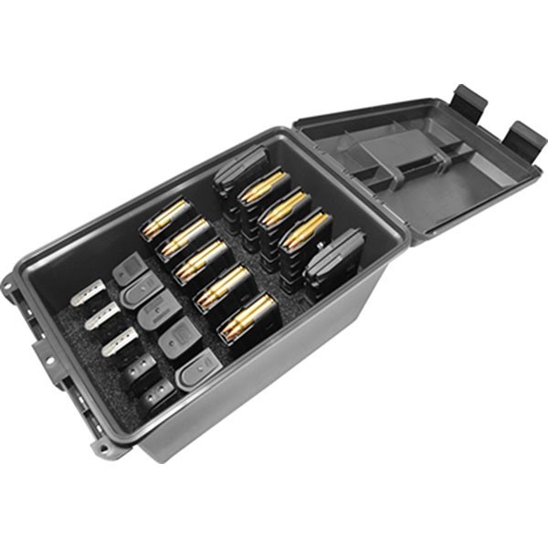 MTM Magazine Can Holds 10 Double Stack Handgun Magsand 10 AR-15 Magazines Black ( 6 per Case )