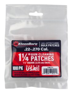 KleenBore P201 Super Shooter .22 - .270 Cal 1.25" 100% Cotton Flannel 100 per Pack
