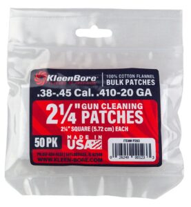 Kleen-Bore P203 Super Shooter Cleaning Patches Cotton 50 Pack 2 1/4" Square .38/.45 Cal