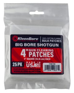 KleenBore P206 Super Shooter Big Bore Shotgun/ 37/40mm Launcher 4" 100% Cotton Flannel 25 per Pack