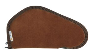 Allen Company Heritage Cases 8611 Handgun Case Brown Suede with Black Trim, Faux Sherpa Lining & Foam Padding, Lockable Zippers 11" L