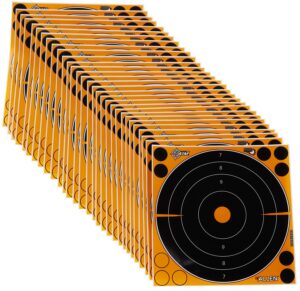 Allen Company EZ-Aim 15221 Splash Reactive Self-Adhesive Paper Black/Orange 8" Bullseye 30 Pack