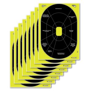 Allen Company EZ-Aim 15220 Splash Reactive Target Oval Paper Hanging Handgun 12" X 18" Black/Yellow 8 per Pkg