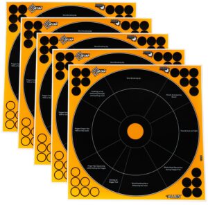 Allen Company EZ-Aim 15248 Splash Reactive Self-Adhesive Paper Black/Orange 12" Bullseye 5 Pack