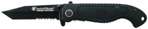 Smith & Wesson Knives CKTACBSCP Special Tactical 3.50" Folding Part Serrated Stainless Steel Blade 4.60" Black