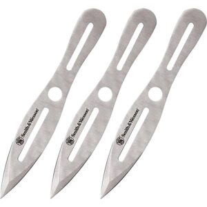 Smith & Wesson Knives SWTK10CP Bullseye Throwing Knives 5" Fixed Dual Edge Spear Point Plain 2Cr13MoV SS Blade, Stainless Steel Handle, Includes