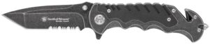 Smith & Wesson Knives SWBG10SCP Border Guard 3.50" Folding Part Serrated Stainless Steel Blade 4.80" Aluminum/G10 Handle Includes Pocket Clip