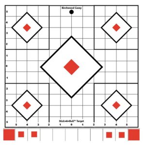 Birchwood Casey 33922 Stick-A-Bull Sight-In Self-Adhesive Paper White/Red 12" 5-Diamond 5 Pack
