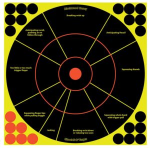 Birchwood Casey 34032 Shoot-N-C Reactive Target Self-Adhesive Paper Black/Yellow/Red 12" Circle 5 Pack